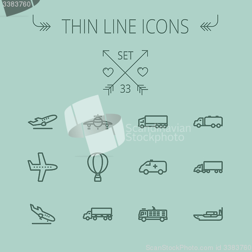 Image of Transportation thin line icon set