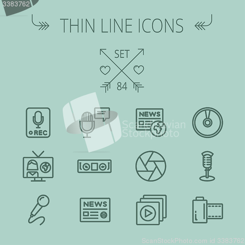 Image of Mutimedia thin line icon set