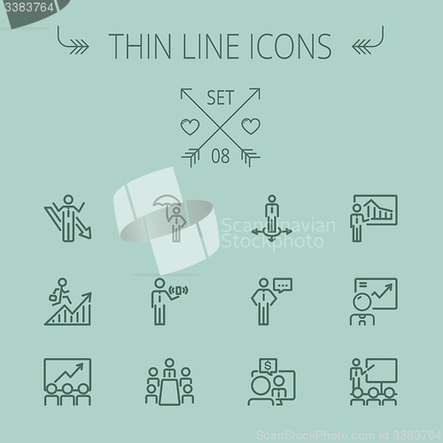 Image of Business thin line icon set