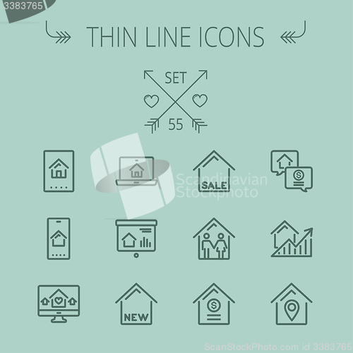 Image of Real Estate thin line icon set