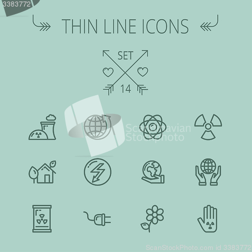 Image of Ecology thin line icon set