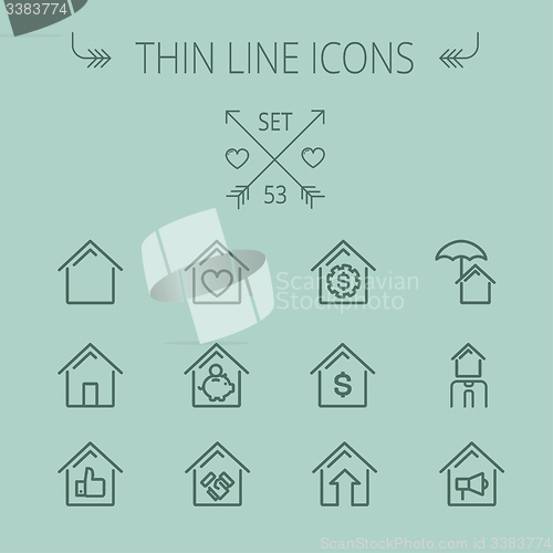 Image of Real Estate thin line icon set