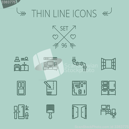 Image of Construction thin line icon set