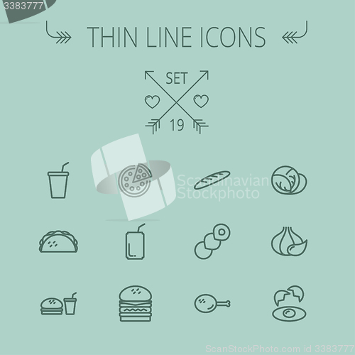 Image of Food thin line icon set