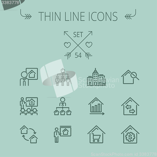 Image of Real Estate thin line icon set