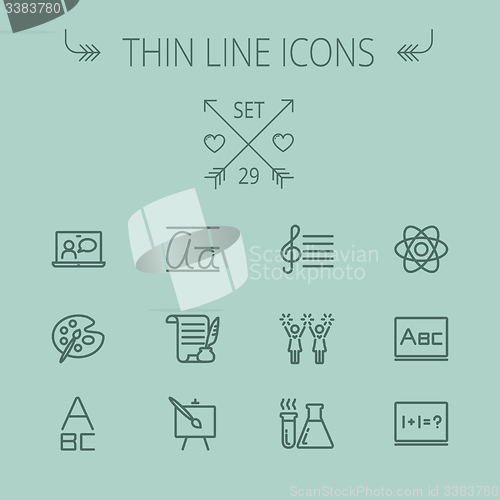 Image of Education thin line icon set