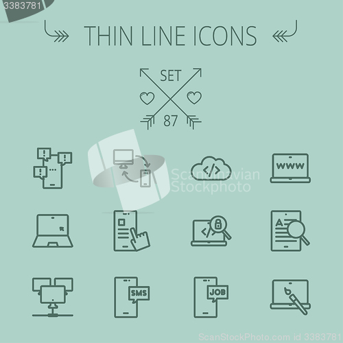 Image of Technology thin line icon set