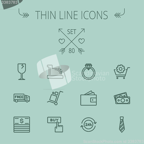 Image of Business shopping thin line icon set