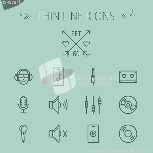 Image of Music and entertainment thin line icon set