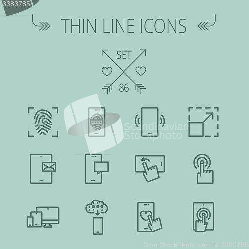 Image of Technology thin line icon set