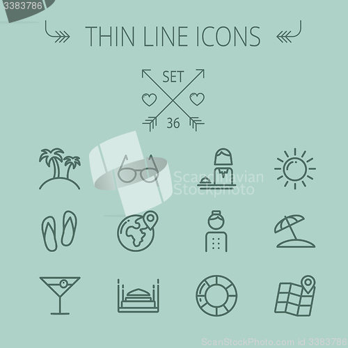 Image of Travel thin line icon set