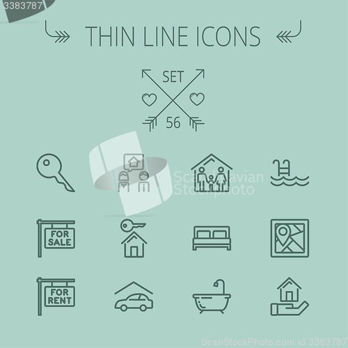 Image of Real Estate thin line icon set