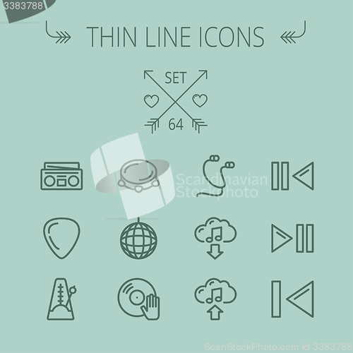 Image of Music and entertainment thin line icon set