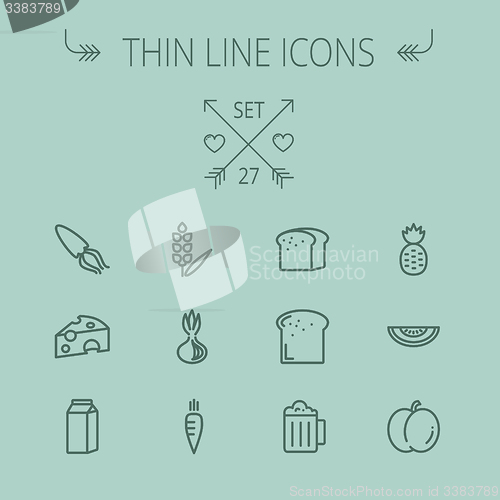 Image of Food thin line icon set