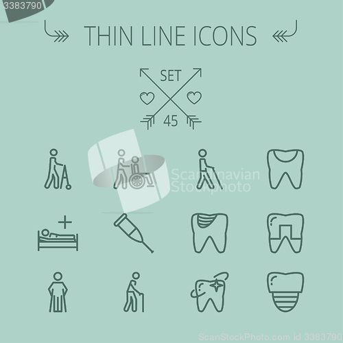 Image of Medicine thin line icon set