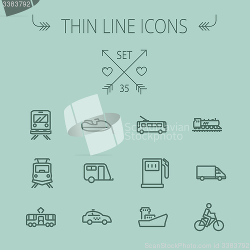 Image of Transportation thin line icon set