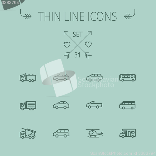 Image of Transportation thin line icon set