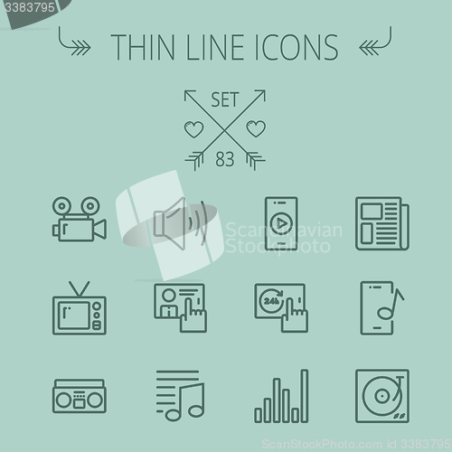 Image of Mutimedia thin line icon set