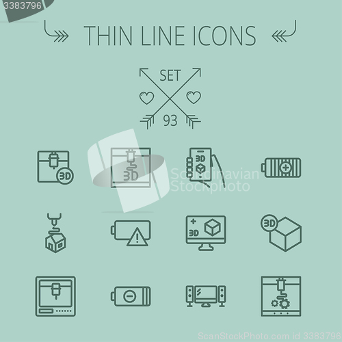 Image of Technology thin line icon set