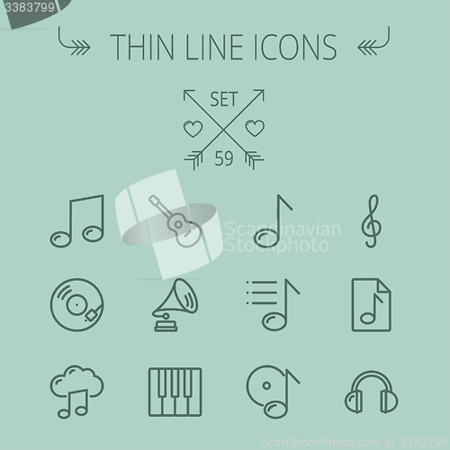 Image of Music and entertainment thin line icon set