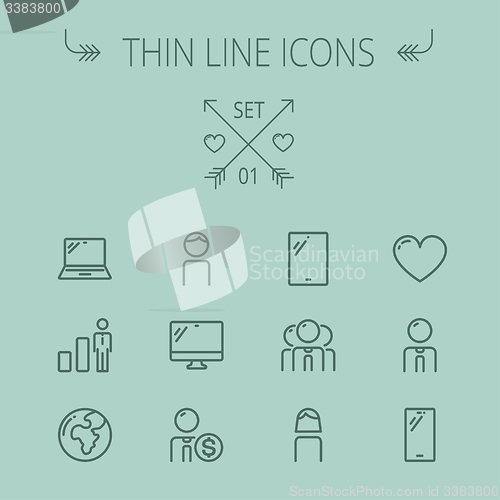 Image of Technology thin line icon set