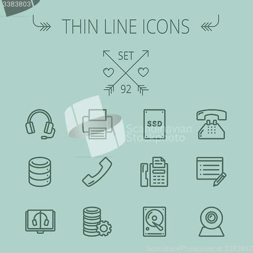 Image of Technology thin line icon set