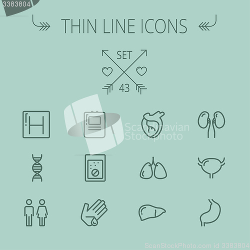 Image of Medicine thin line icon set