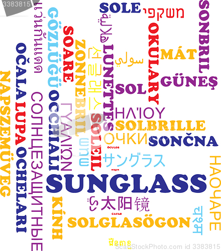 Image of Sunglass multilanguage wordcloud background concept