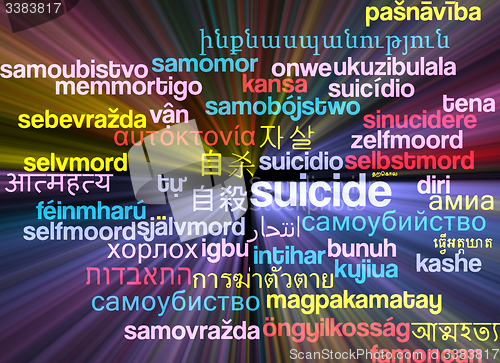 Image of Sucide multilanguage wordcloud background concept glowing