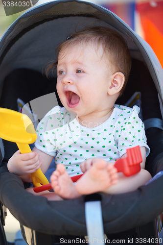 Image of portrait of baby in carriage