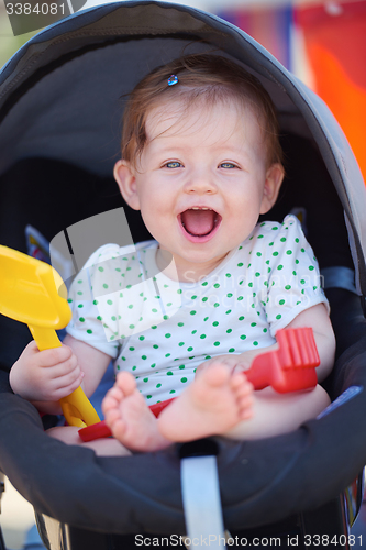 Image of portrait of baby in carriage