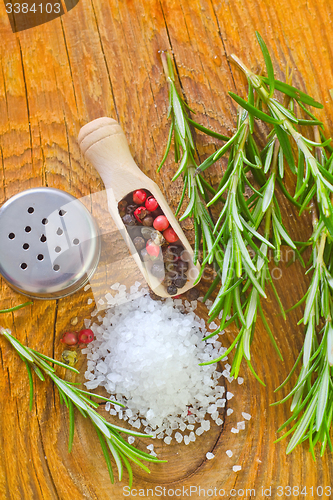 Image of salt, rosemary and pepper