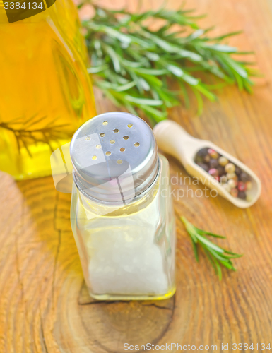 Image of salt, rosemary and pepper