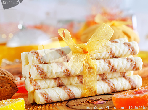 Image of wafer and christmas decoration