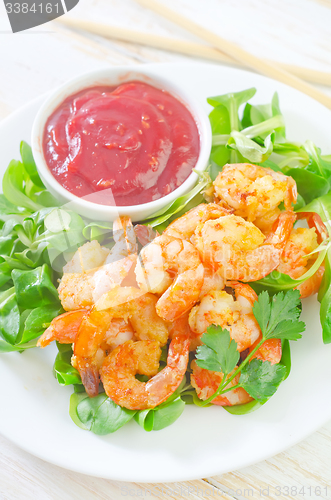 Image of Fried shrimps with sauce