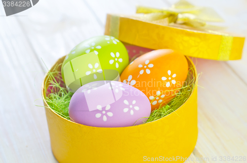 Image of easter eggs in yellow box