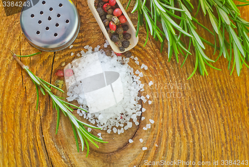 Image of salt, rosemary and pepper