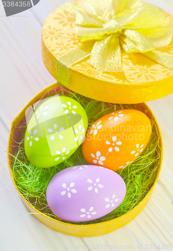 Image of easter eggs in yellow box