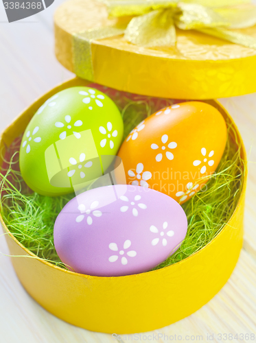 Image of easter eggs in yellow box