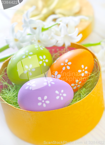 Image of easter eggs in yellow box