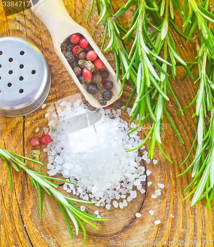 Image of salt, rosemary and pepper