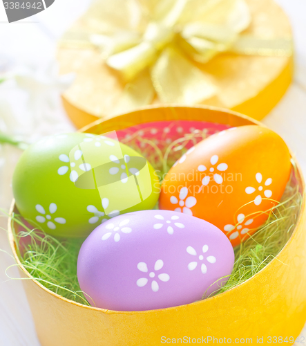 Image of easter eggs in yellow box