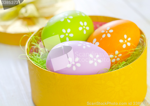 Image of easter eggs in yellow box