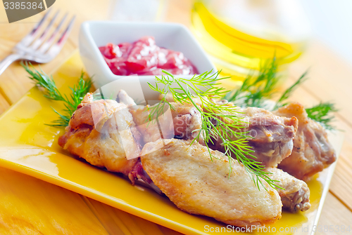 Image of Hot Meat Dishes - Grilled Chicken Wings with Red Spicy Sauce