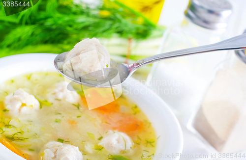 Image of fresh soup with meat balls