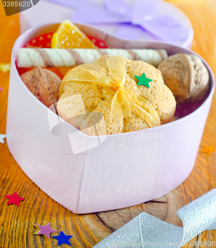 Image of cookies and candy in the box