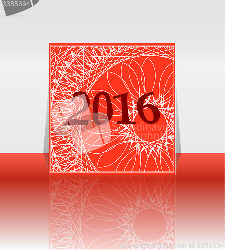Image of polygon numbers of New Year 2016 over elegant festive colorful background, for greeting, invitation card, or cover