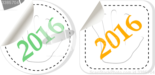 Image of new year 2016 icon set. new years symbol original modern design for web and mobile app on white background