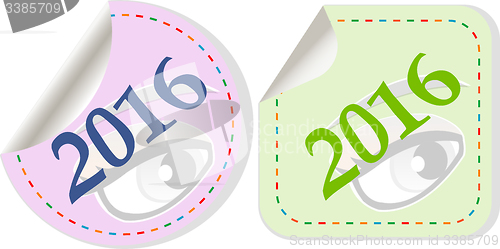 Image of 2016 new year symbol, icons or button set isolated on white background, represents the new year 2016