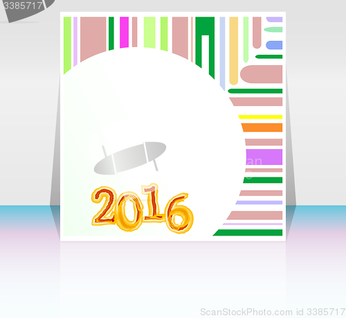 Image of Abstract New Year 2016 card. Multicolor holiday greeting card. Creative flat design, concept for banner, poster, flyer design, night party